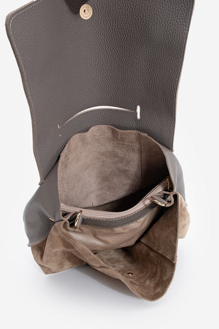 Kadın Hakiki Deri Omuz Çantası Ornis - Vizon Süet