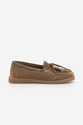 Kadın Hakiki Deri Fiyonklu Loafer Günlük Ayakkabı Nifida - Camel Süet