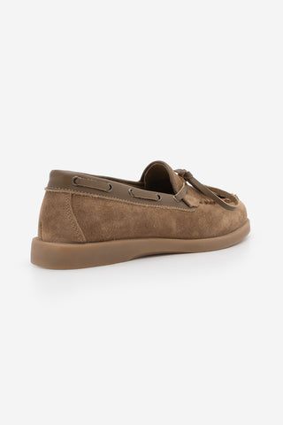 Kadın Hakiki Deri Fiyonklu Loafer Günlük Ayakkabı Nifida - Camel Süet
