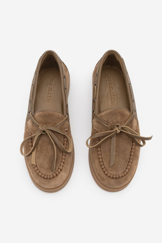 Kadın Hakiki Deri Fiyonklu Loafer Günlük Ayakkabı Nifida - Camel Süet
