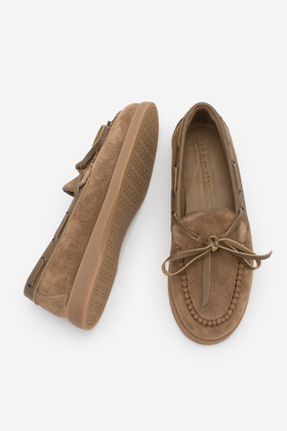 Kadın Hakiki Deri Fiyonklu Loafer Günlük Ayakkabı Nifida - Camel Süet