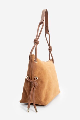 Kadın Hakiki Deri Omuz Çantası Teroze - Taba Süet