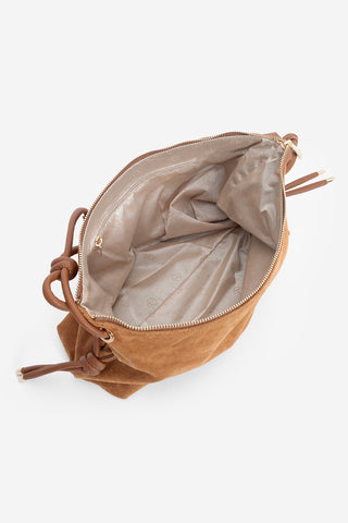 Kadın Hakiki Deri Omuz Çantası Teroze - Taba Süet