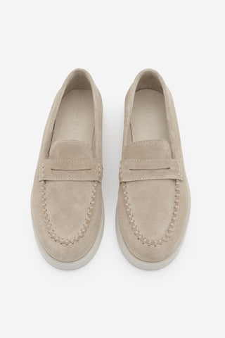 Kadın Hakiki Deri Loafer Günlük Ayakkabı Ginar - Bej Süet