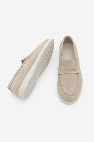 Kadın Hakiki Deri Loafer Günlük Ayakkabı Ginar - Bej Süet