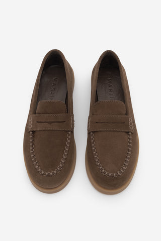 Kadın Hakiki Deri Loafer Günlük Ayakkabı Ginar - Kahve Süet