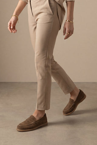 Kadın Hakiki Deri Loafer Günlük Ayakkabı Ginar - Taba Süet