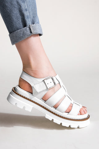 Kadın Hakiki Deri  Günlük Sandalet Guesa - Beyaz