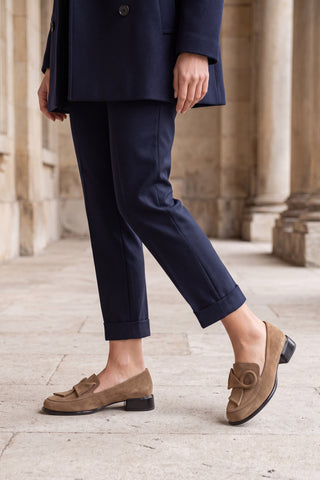 Kadın Hakiki Deri Loafer Günlük Ayakkabı Sanero - Camel Süet