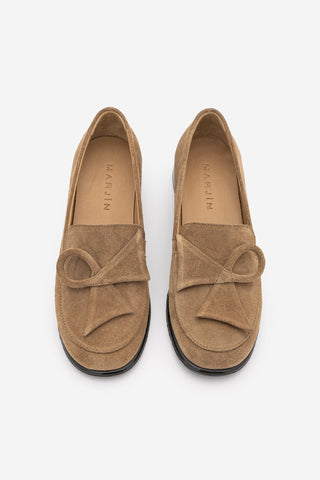 Kadın Hakiki Deri Loafer Günlük Ayakkabı Sanero - Camel Süet