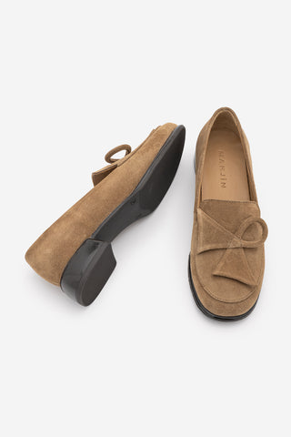 Kadın Hakiki Deri Loafer Günlük Ayakkabı Sanero - Camel Süet