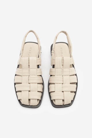 Kadın Hakiki Deri Bantlı Günlük Sandalet Moliva - Ekru