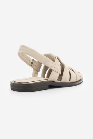 Kadın Hakiki Deri Bantlı Günlük Sandalet Moliva - Ekru