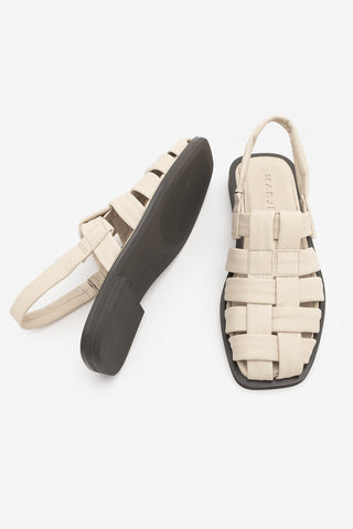 Kadın Hakiki Deri Bantlı Günlük Sandalet Moliva - Ekru