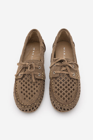 Kadın Hakiki Deri Loafer Delikli Günlük Ayakkabı Lunosi - Camel Süet