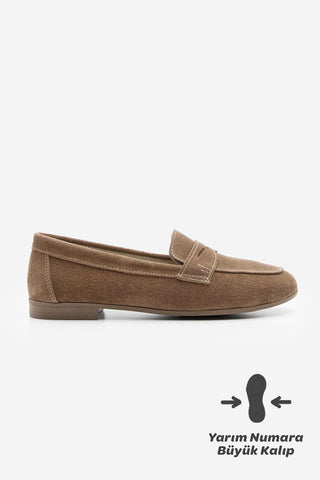 Kadın Hakiki Deri Loafer Ayakkabı Rosme - Taba