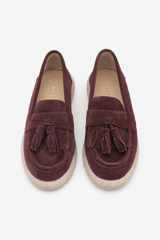 Kadın Hakiki Deri Loafer Günlük Ayakkabı Suma - Bordo Süet