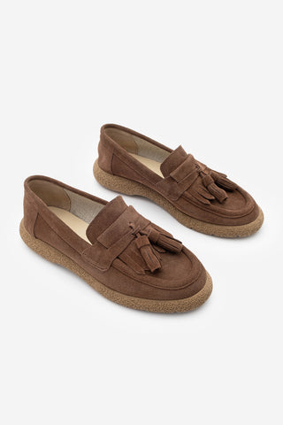 Kadın Hakiki Deri Loafer Günlük Ayakkabı Suma - Kahve Süet
