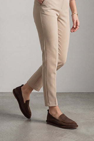 Kadın Hakiki Deri Loafer Günlük Ayakkabı Ranova - Kahve Süet