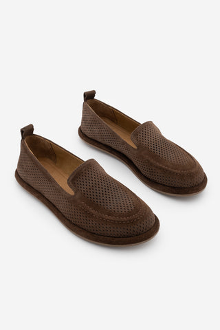 Kadın Hakiki Deri Loafer Günlük Ayakkabı Ranova - Kahve Süet