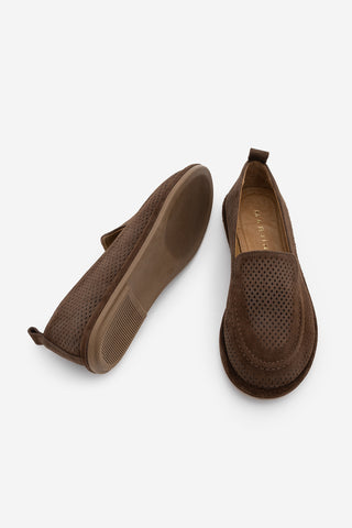 Kadın Hakiki Deri Loafer Günlük Ayakkabı Ranova - Kahve Süet