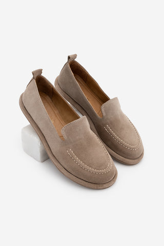Kadın Hakiki Deri Loafer Günlük Ayakkabı Zinley - Vizon Süet