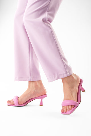 Kadın Hakiki Deri Topuklu Terlik Memory Hafıza Taban Ponez - Pembe