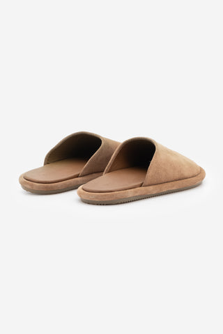 Kadın Hakiki Deri Önü Kapalı Günlük Terlik Luges - Camel Süet