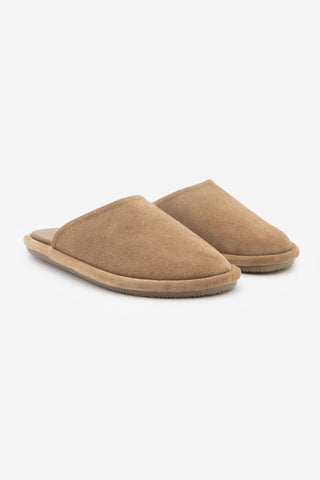 Kadın Hakiki Deri Önü Kapalı Günlük Terlik Luges - Camel Süet