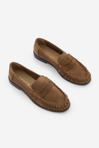 Kadın Hakiki Deri Büzgülü Makosen Loafer Günlük Ayakkabı Lefora - Camel Süet