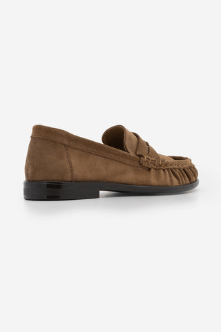 Kadın Hakiki Deri Büzgülü Makosen Loafer Günlük Ayakkabı Lefora - Camel Süet