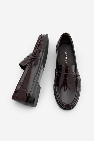 Kadın Hakiki Deri Büzgülü Makosen Loafer Günlük Ayakkabı Ozena - Bordo Rugan