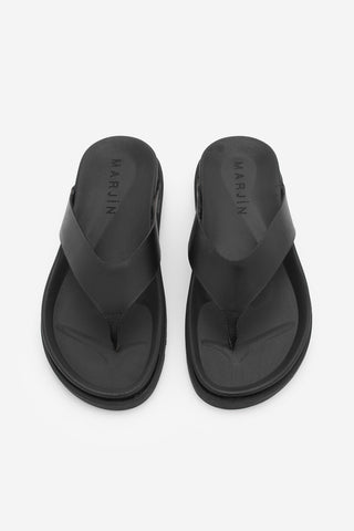 Kadın Hakiki Deri Parmak Arası Günlük Terlik Tarkin - Siyah