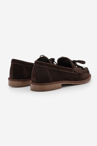 Kadın Hakiki Deri Püsküllü Makosen Loafer Günlük Ayakkabı Ronce - Kahve Süet