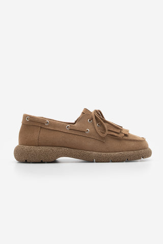 Kadın Hakiki Deri Loafer Günlük Ayakkabı Volga - Camel Süet