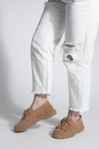 Kadın Hakiki Deri Loafer Günlük Ayakkabı Volga - Camel Süet