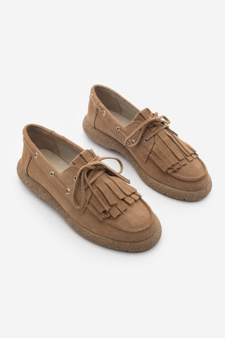 Kadın Hakiki Deri Loafer Günlük Ayakkabı Volga - Camel Süet