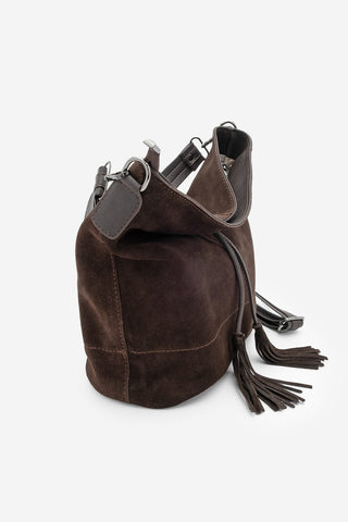 Kadın Hakiki Deri Omuz Çantası Olven - Kahve Süet