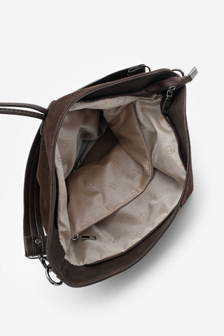 Kadın Hakiki Deri Omuz Çantası Olven - Kahve Süet