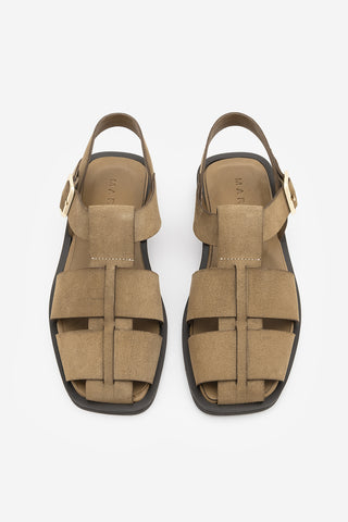 Kadın Hakiki Deri Bantlı Günlük Sandalet Ronima - Toprak Süet