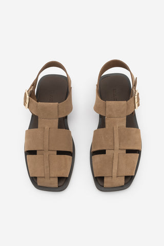 Kadın Hakiki Deri Bantlı Günlük Sandalet Ronima - Camel Süet
