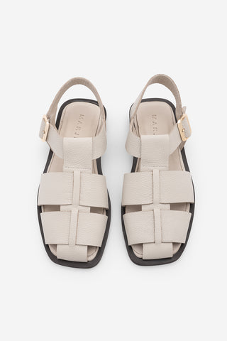Kadın Hakiki Deri Bantlı Günlük Sandalet Ronima - Ekru