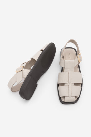 Kadın Hakiki Deri Bantlı Günlük Sandalet Ronima - Ekru