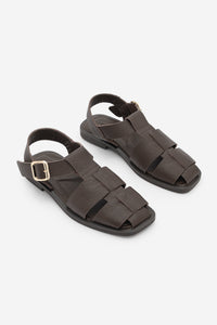 Kadın Hakiki Deri Bantlı Günlük Sandalet Ronima - Kahve