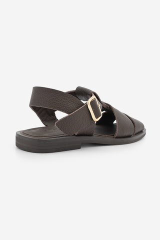 Kadın Hakiki Deri Bantlı Günlük Sandalet Ronima - Kahve