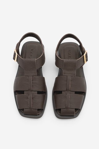 Kadın Hakiki Deri Bantlı Günlük Sandalet Ronima - Kahve