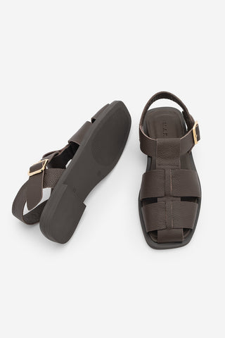 Kadın Hakiki Deri Bantlı Günlük Sandalet Ronima - Kahve