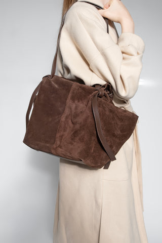 Kadın Hakiki Deri Omuz Çantası Yorita - Kahve Süet