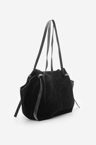 Kadın Hakiki Deri Omuz Çantası Yorita - Siyah Süet