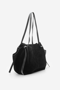 Kadın Hakiki Deri Omuz Çantası Yorita - Siyah Süet